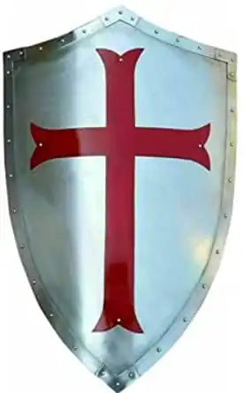 Medieval Templar Knight Armor Cross Crusader Heater 18 Gauge Steel Shield