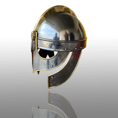 Medieval Viking Wolf Valsgärde Helmet Steel Metal Sca Larp Knight Role Play Helmet with Brass Accents