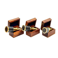 Miniature Beautiful Handcrafted Handheld Brass Telescope with Rosewood Box - Pirate Navigation Gifts -Portho mall (6 Inches, Polished Brass)