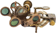 Nautical Antique Finish Brass Working Navigation Kelvin & Hughes 1917 Sextant With Leather Case