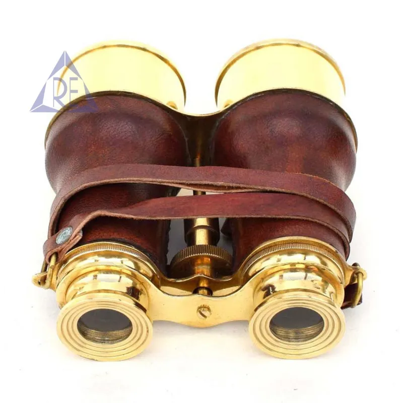 Nautical Brass Leather Hand Held Binoculars 6 Inch Telescope Decor BP05