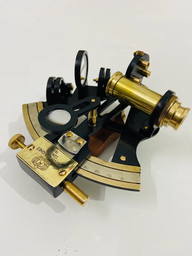 Nautical Marine Instrument Brass Kelvin & Huges London 1917 Black Sextant
