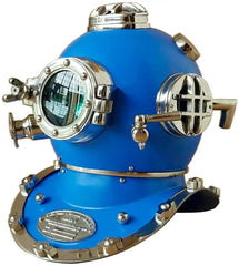 Nautical Divers Diving Helmet Blue Finish Decor DHP01