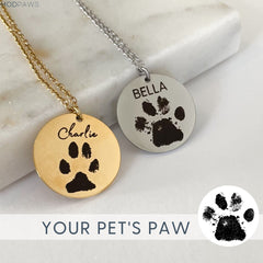 Custom Paw Print Necklace Using Pet Photo + Name Custom Cat Paw Necklace Personalized Pet Necklace Pet Memorial Necklace Pet Remembrance