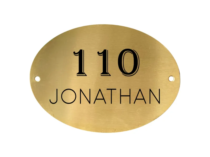 Customized Engraved Brass Oval Shape Door Name Sign Plaque CEBOSDNSP05