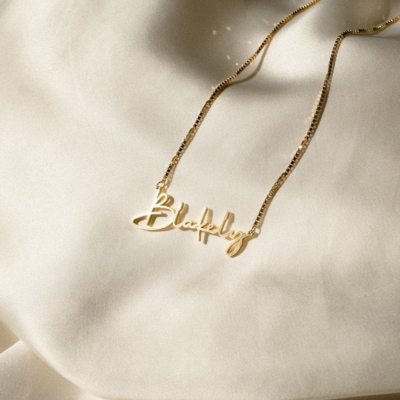 Personalized Name Necklace by Porthomall • Gold Name Necklace with Box Chain • Perfect Gift for Her • Personalized Gift