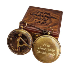 Pocket Sundial Compass Anniversary Gift Brass Compass, Engraved Nautical compass Camping Hiking
