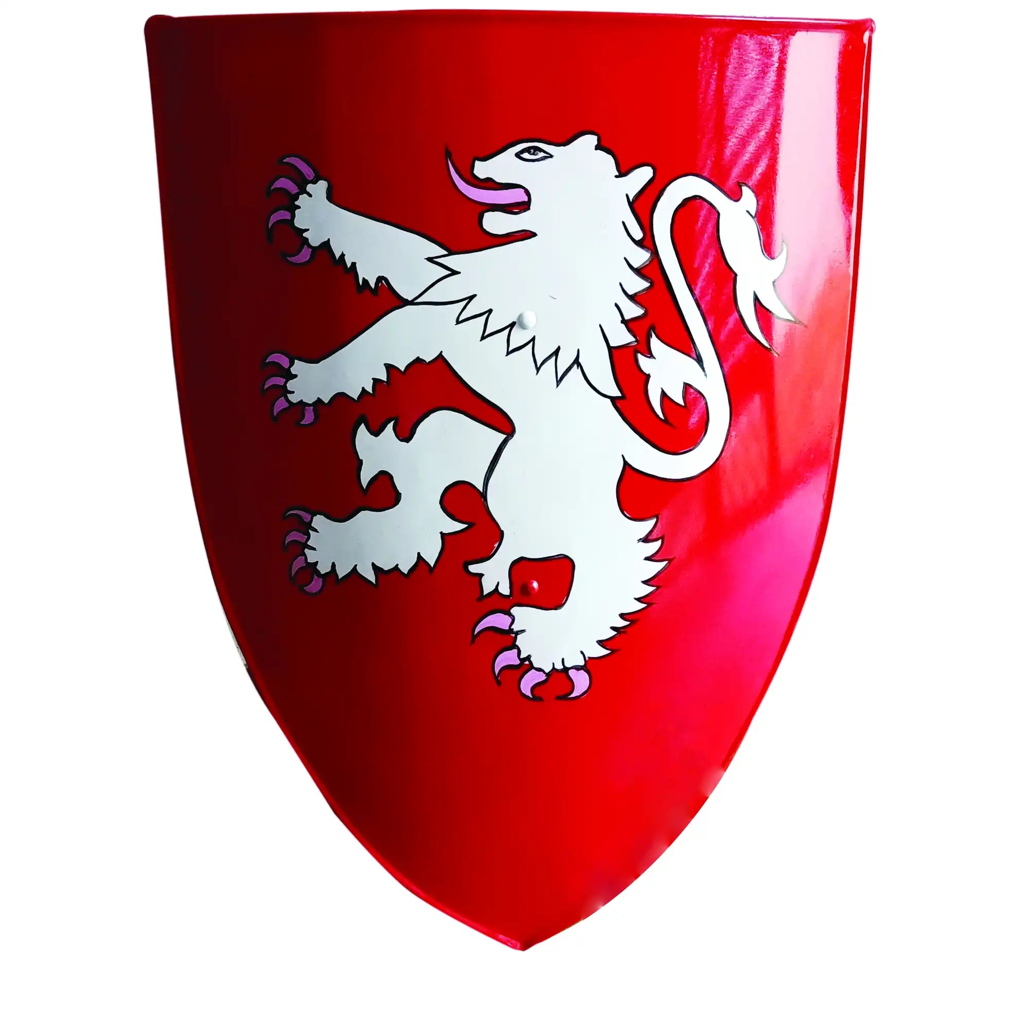 Red and White Leonine Heater Medieval Knight Shield