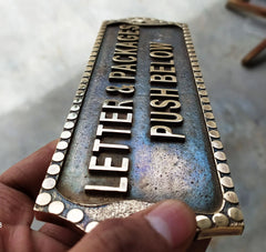 Solid Brass Door Name Plaque – Antique