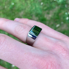 Men's Rectangle Stainless Steel Signet Ring - Mens silver square signet ring - rings for men - unisex band ring - mens jewelry rectangle - mens jewellery