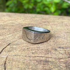 Men's Rectangle Stainless Steel Signet Ring - Mens silver square signet ring - rings for men - unisex band ring - mens jewelry rectangle - mens jewellery