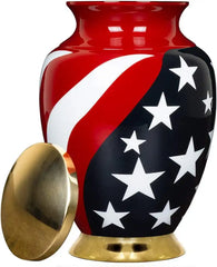 Stars and Stripes Modern Flag Adult Large Urn for Human Ashes - for Veterans, First Responders and Patriots