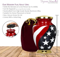 Stars and Stripes Modern Flag Adult Large Urn for Human Ashes - for Veterans, First Responders and Patriots