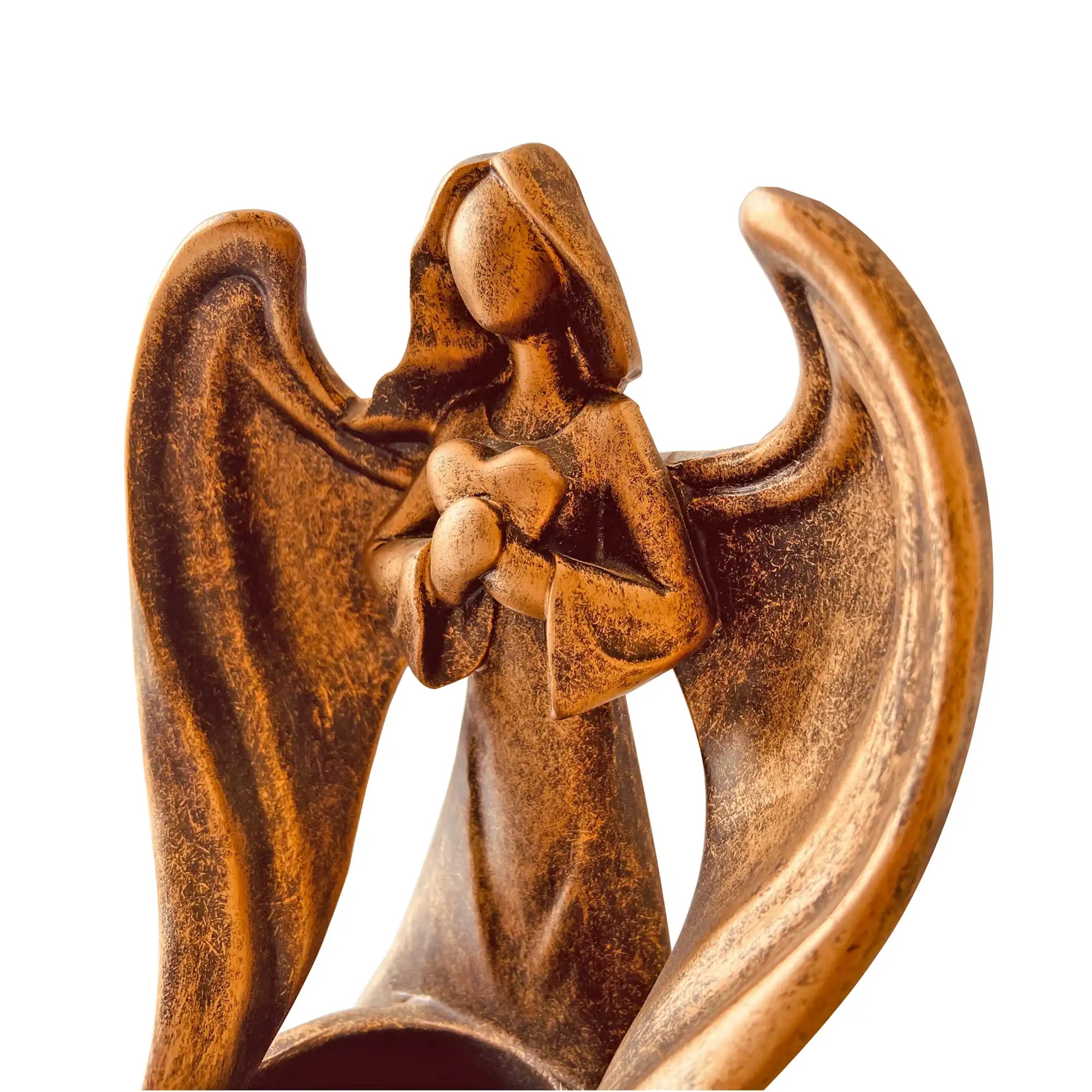 Sympathy Memorial Angel Wing Resin Statue LED Candle Holder Church Candle Angel Memorial Candlestick | Resin Flameless Candlestick | Condolence Gifts Bereavement Gifts