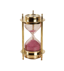 7-inch Decorative Brass Sand Timer Hourglass with Antique Maritime Compass