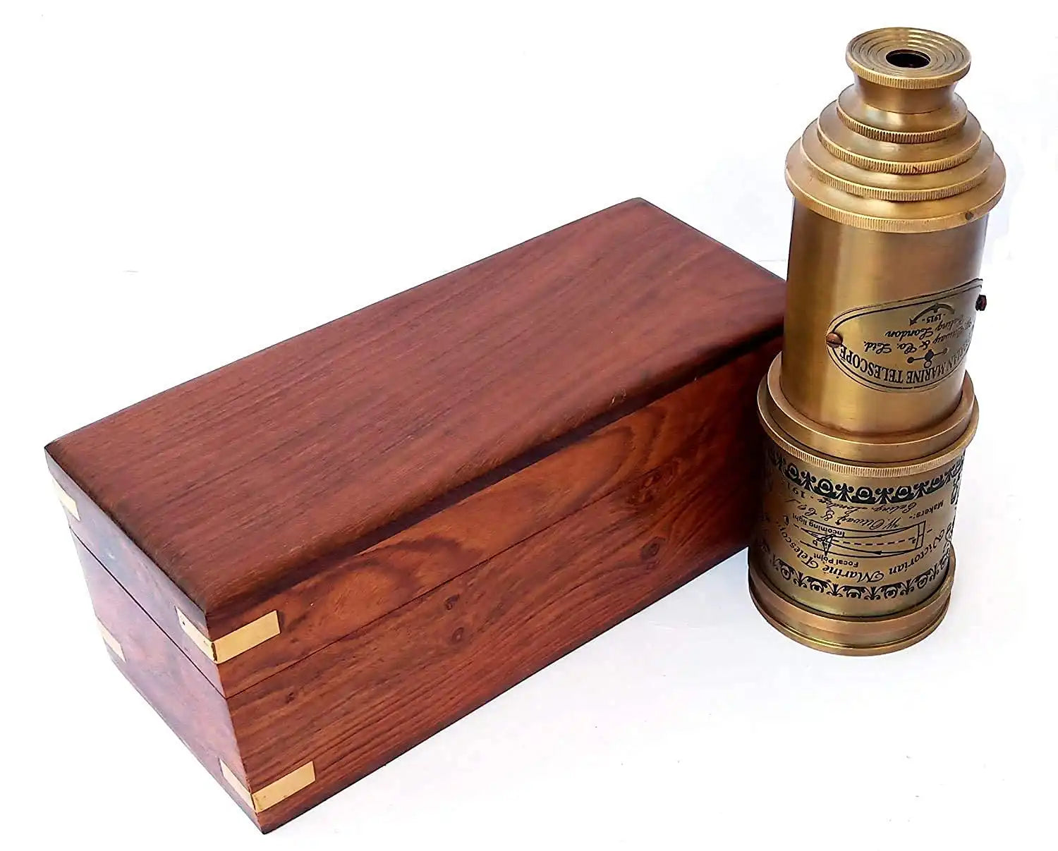 Vintage Brass Telescope Victorian 1915  Martine  Antique  Full Functional  with Wooden Gift Box  20 Inch