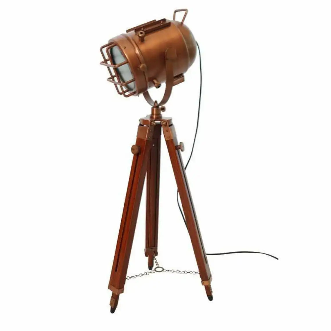 Vintage Nautical Copper Antique Searchlight Marine Spotlight Retro Tripod Floor