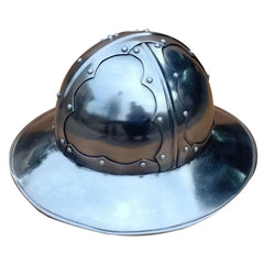 Vintage Solid Steel Kettle Hat Helmet With Leather Liner