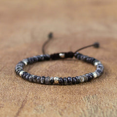 Black Moonstone Bracelet-Natural Gemstone Healing Yoga Bracelet-Meditation Grounding Strength Bracelet-Friendship Bracelet Gift
