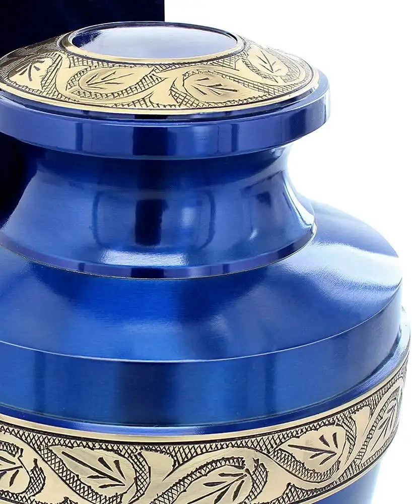 Blue Urns for Ashes - Handcrafted Cremation Urn, Large Burial Urns for Ashes Adult Male - Urns for Human Ashes Adult Female, Funeral Decorative Urns - Up to 200 LBS