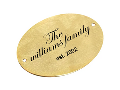 oval brass room nameplate