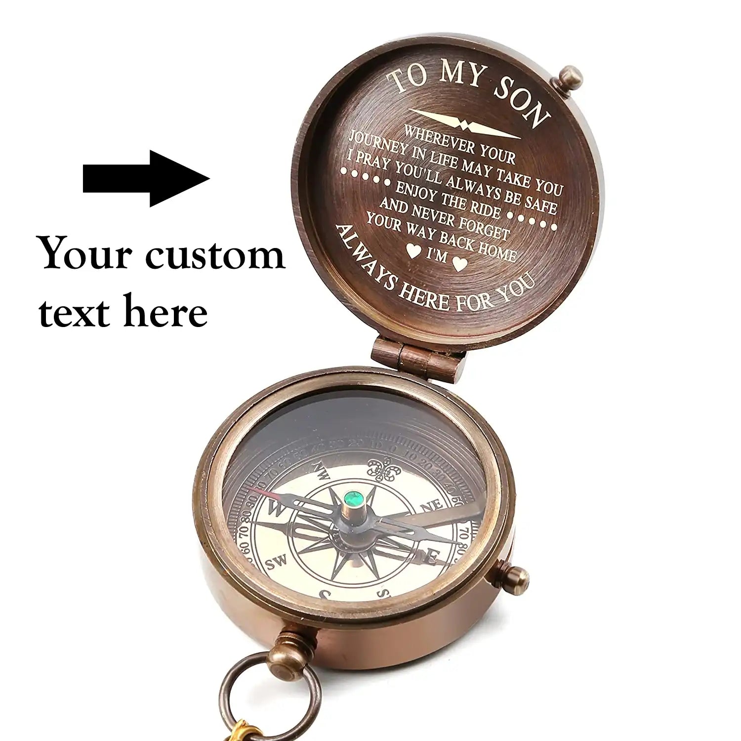 Compass Valuable Engraved Compass - Be Strong & Courageous | Perfect Gift