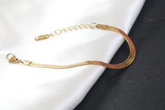 18k Gold Filled Herringbone Bracelet | Flat Gold Bracelet | Gold Snake Chain Bracelet | Delicate Bracelet | Gold Bracelet for Women