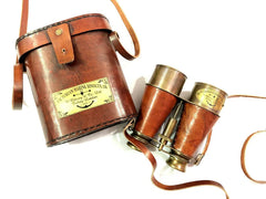 Optical Binoculars 6" with Leather Case Telescope Decor Home Decoration Victorian Marine Antique Brass 6 Inch