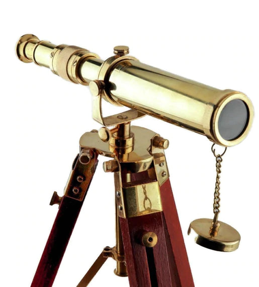 PORTHO Golden Maritime Brass Telescope with Adjustable Tripod Stand. Brass handicraft item .