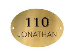 Custom oval brass nameplate: Customized Engraved Brass Oval-Shaped Door Name Sign Plaque 