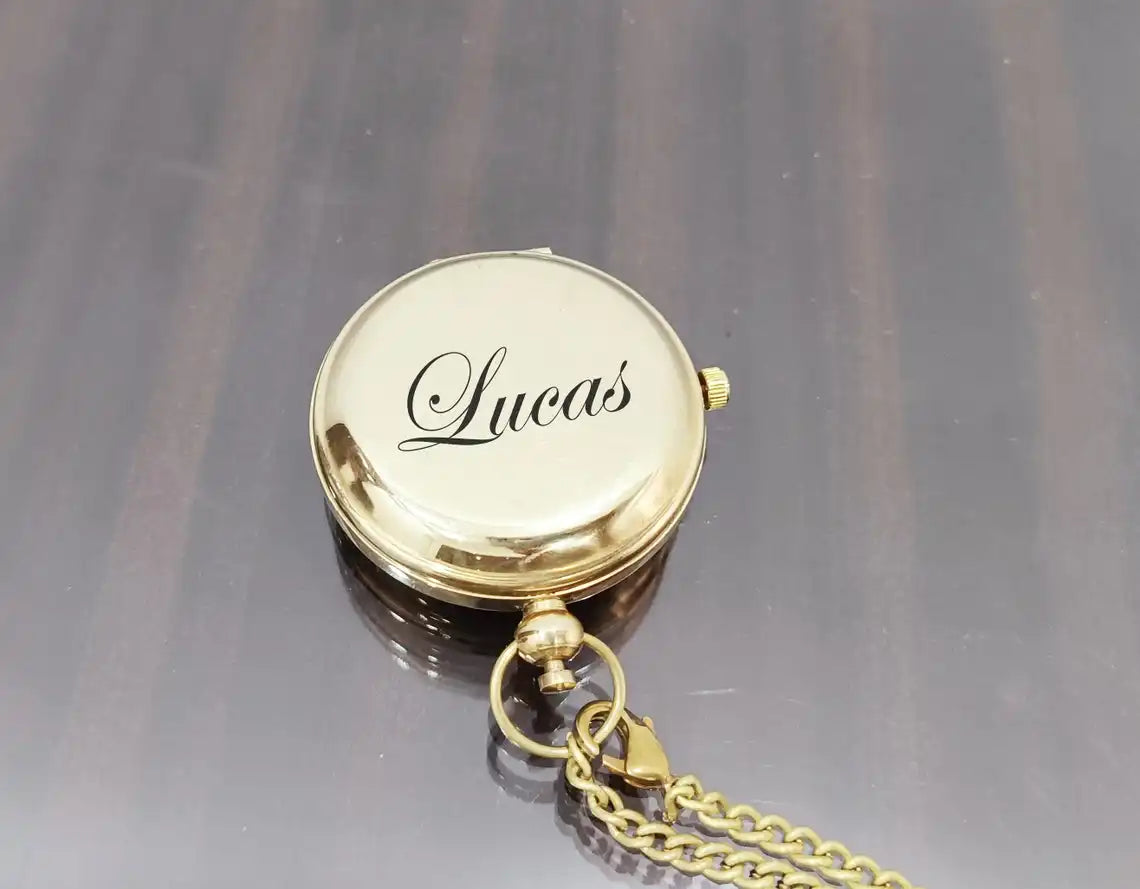 Personalized Pocket Watch - Personalized brass pocket Watch - Engraved Pocket Watch - Pocket Watch with Chain - Mens Watch - Gifts for Him