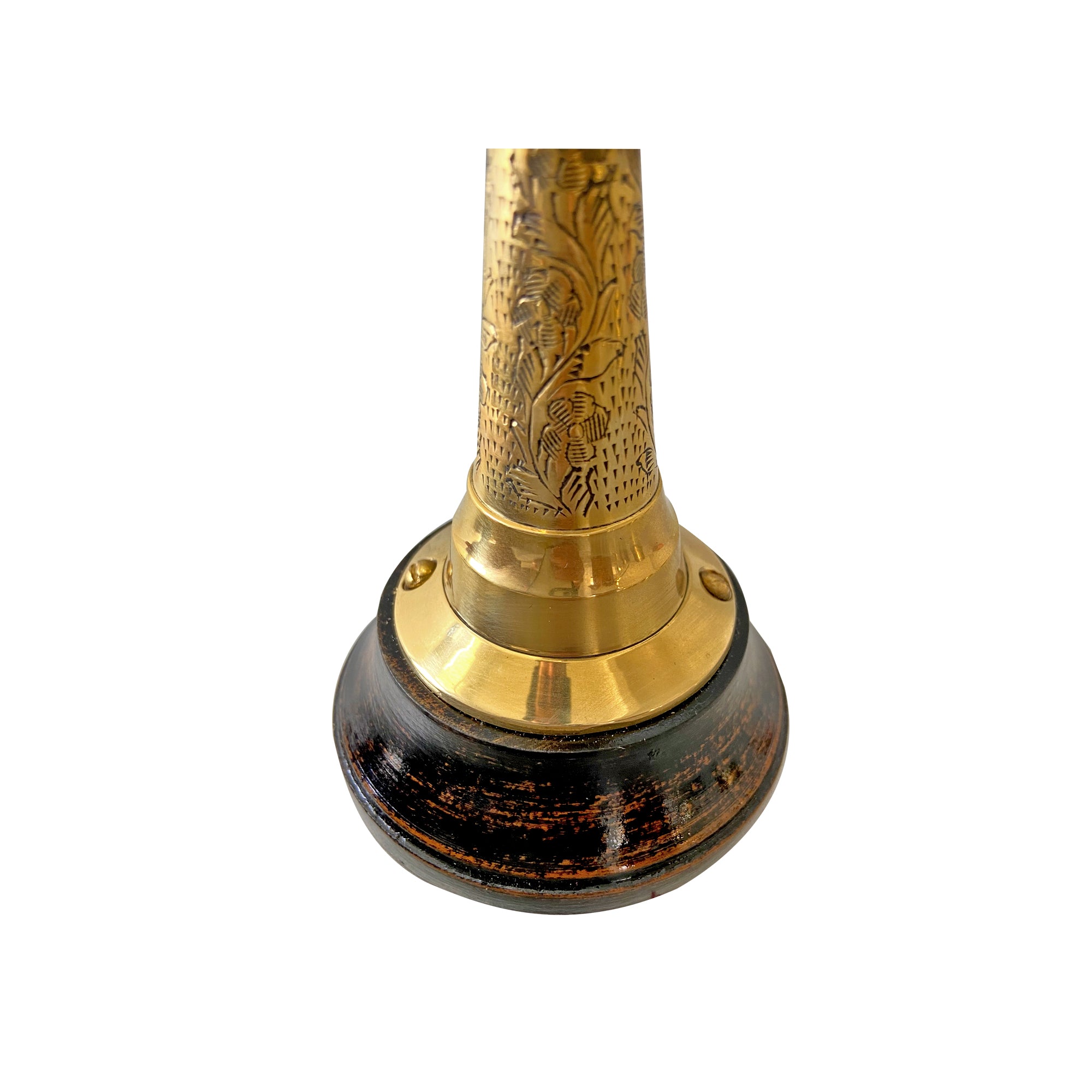 polished brass engine telegraph on wood base