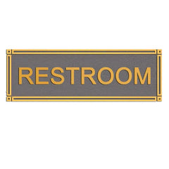 Custom brass door signs - customized molded metal plaques - toilet signs, washroom sign, restroom sign, ladies, gents, men, women