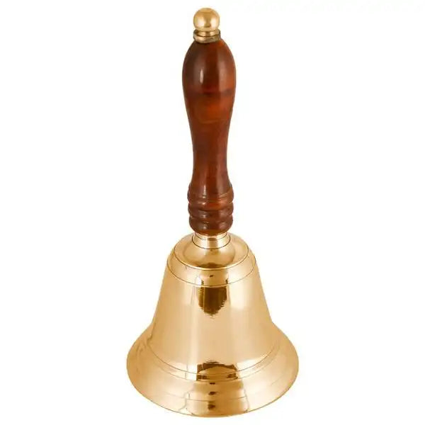 solid brass traditional handbell with wood handle